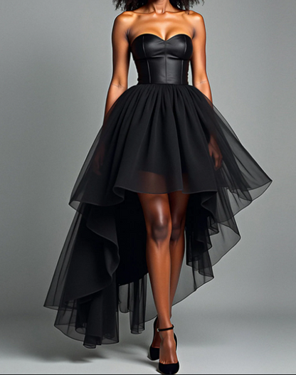 AABEI DRESS Hot Sale Prom Dress Corset Tiered Strapless Tulle High Low Fashion Formal Dress