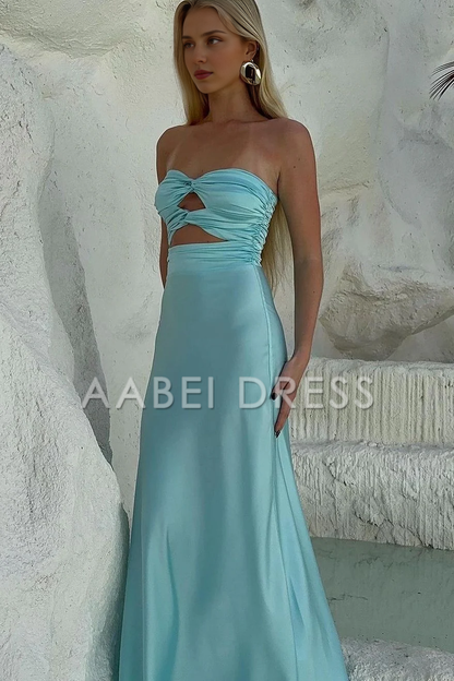 AABEI DRESS Prom Dress Simple Sheath Strapless Sweetheart Long With Keyhole Charming Formal Dress