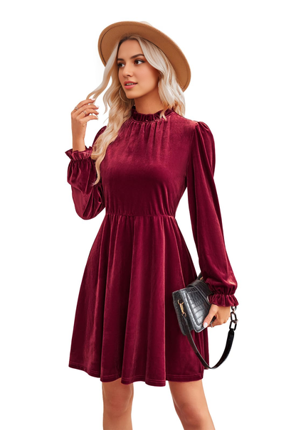 Evening Dress A-line Women's Velvet Dress Waistline Long Sleeve Short Wrap Tunic Plus Size Formal Wear Dresses Wedding Guest Dress