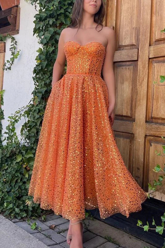 Evening Dress A-Line Sweetheart Prom Dresses Sparkle Shine Dress Cocktail Party Sleeveless Sequin Formal Women's Dresses