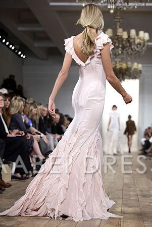 AABEI DRESS Prom Dress Mermaid V Neck Ruffle Long Elegant Fashion Dress