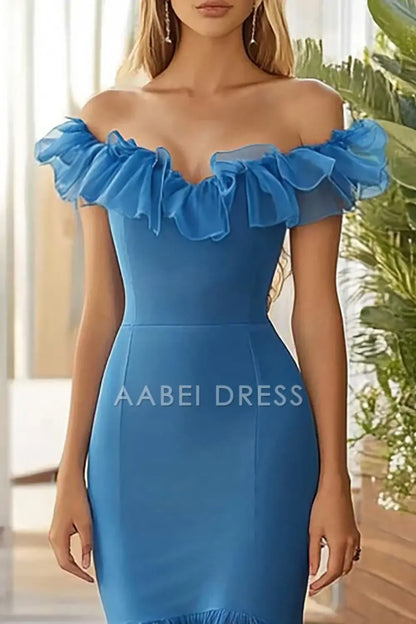 AABEI DRESS Hot Sale Prom Dress Elegant Mermaid Off The Shoulder Tiers Ruched Long Fashion Formal Dress