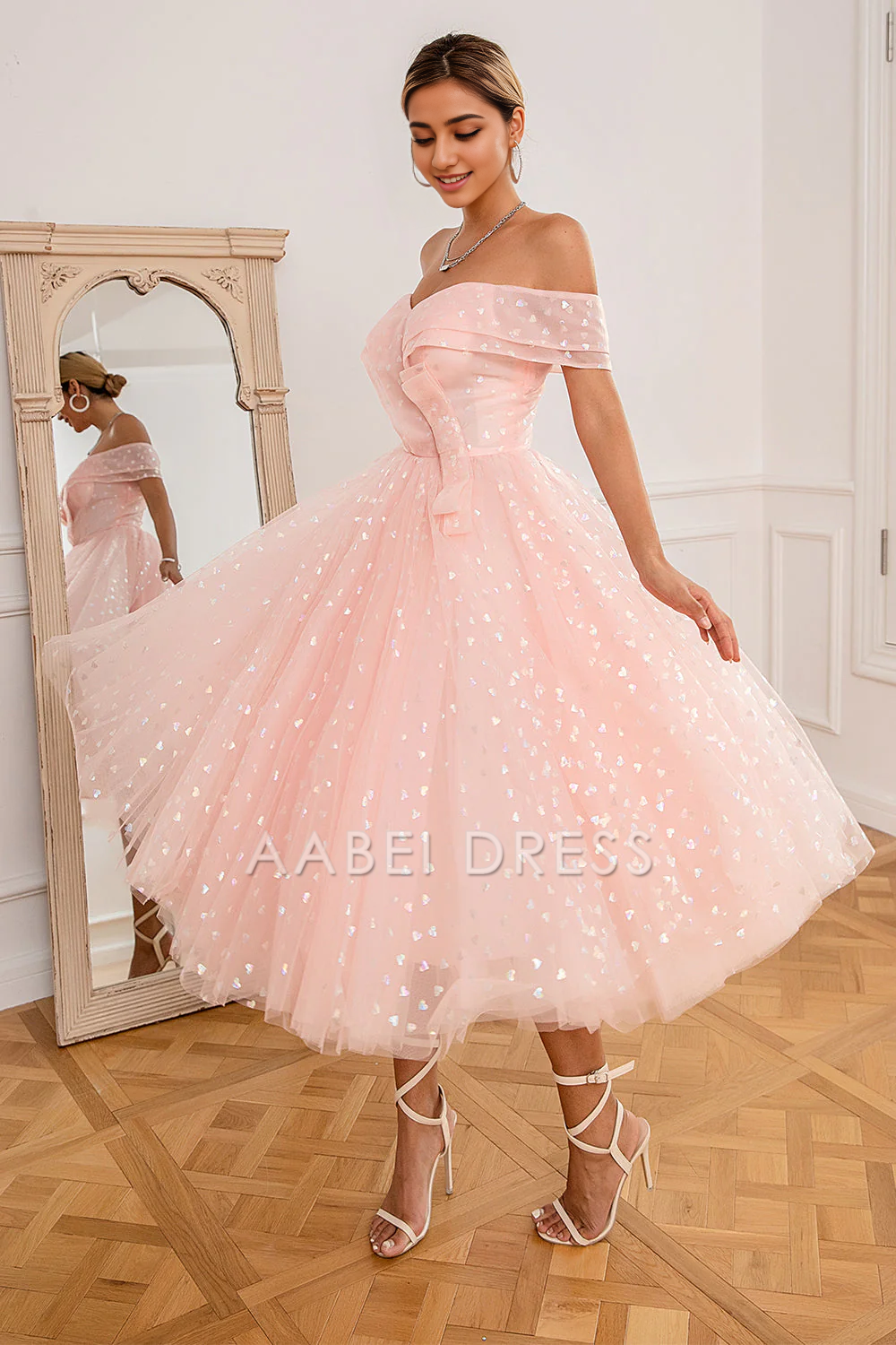 AABEI DRESS Hot Sale Prom Dress Fashion Off Shoulder Sweetheart Pleated Sparkle Formal Dress