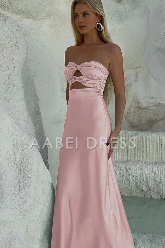 AABEI DRESS Prom Dress Simple Sheath Strapless Sweetheart Long With Keyhole Charming Formal Dress