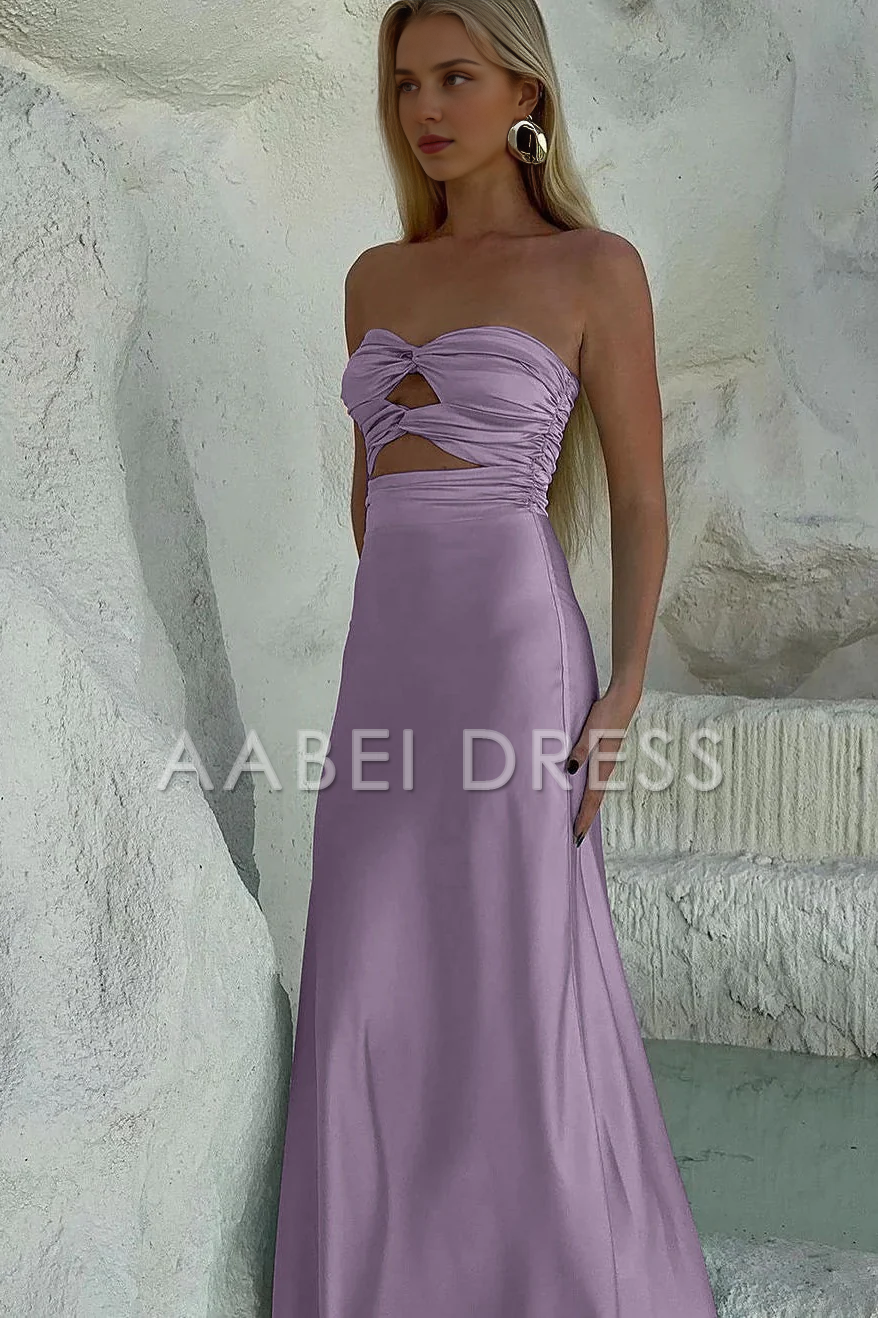 AABEI DRESS Prom Dress Simple Sheath Strapless Sweetheart Long With Keyhole Charming Formal Dress