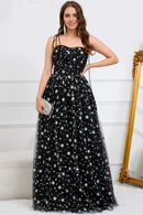 AABEI DRESS Hot Sale Prom Dress Elegant Tulle A-Line Spaghetti Straps With Stars Side Fork Long Party Dress