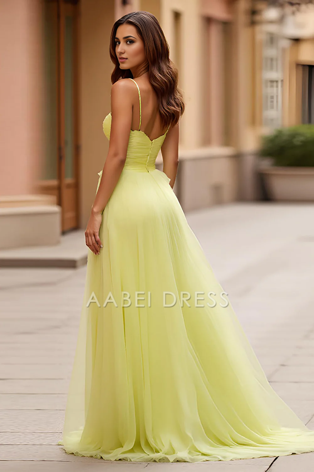 AABEI DRESS Hot Sale Prom Dress Charming A Line Sweetheart Spaghetti Straps Pleated Backless Long Formal Dress