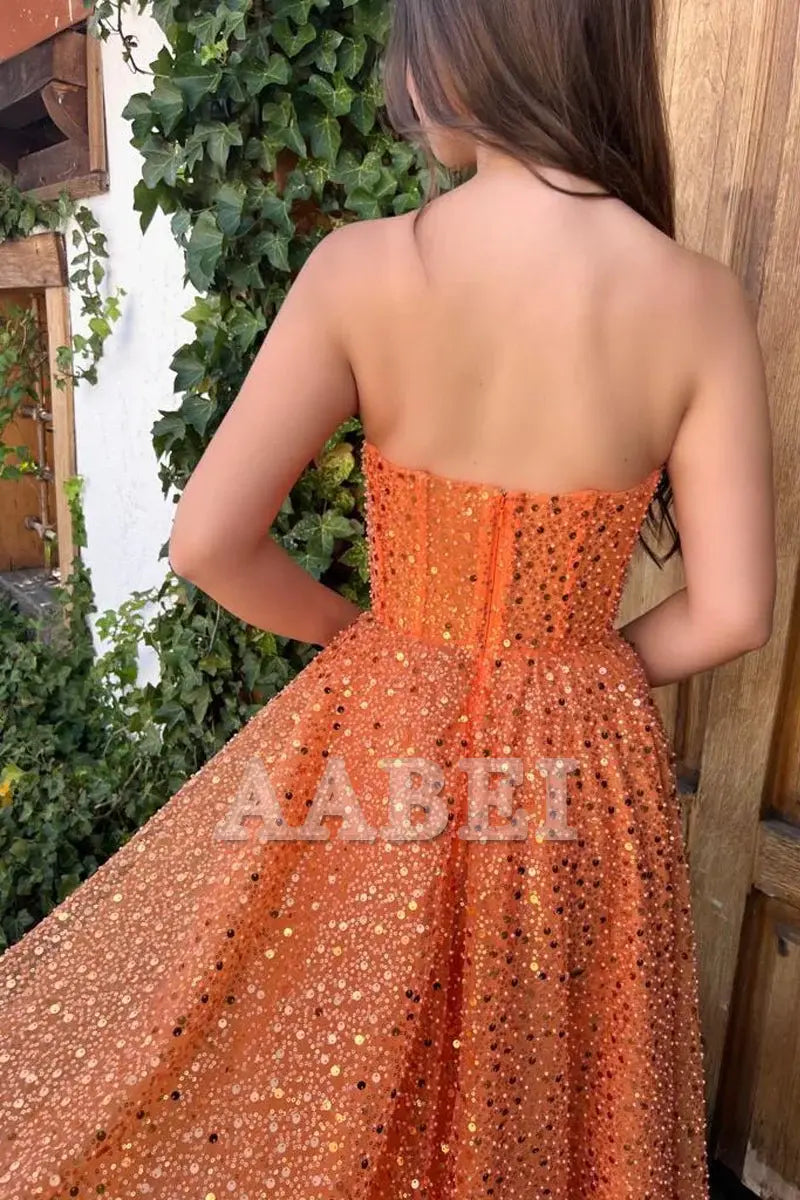 Evening Dress A-Line Sweetheart Prom Dresses Sparkle Shine Dress Cocktail Party Sleeveless Sequin Formal Women's Dresses