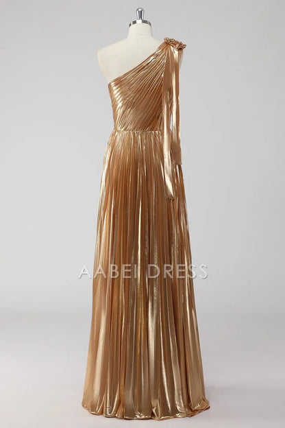 AABEI DRESS Hot Sale Prom Dress Sparkle A-Line One Shoulder Long With Pleated Fashion Formal Dress