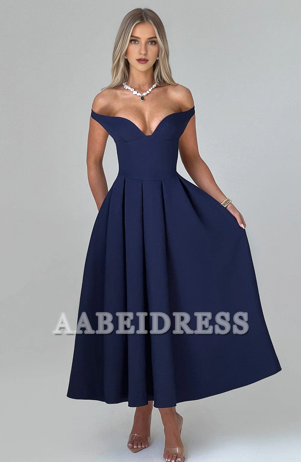 Formal Wear Dresses Prom Dresses High Quality A Line Plunge Bardot Neckline Backless Elegant Simple Dresses Wedding Guests Dresses