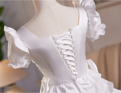 AABEI DRESS New Homecoming Dress Exquisite A-Line Square Neck Short Sleeve Layering Ruched Bow Cute Short Prom Dresse