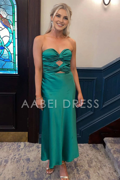AABEI DRESS Prom Dress Simple Sheath Strapless Sweetheart Long With Keyhole Charming Formal Dress