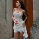 AABEI DRESS New Homecoming Dress Sexy Lace Dress Solid Color Sheer High Waist Elegant Printed Strapless Slim Evening Dress Prom Dress