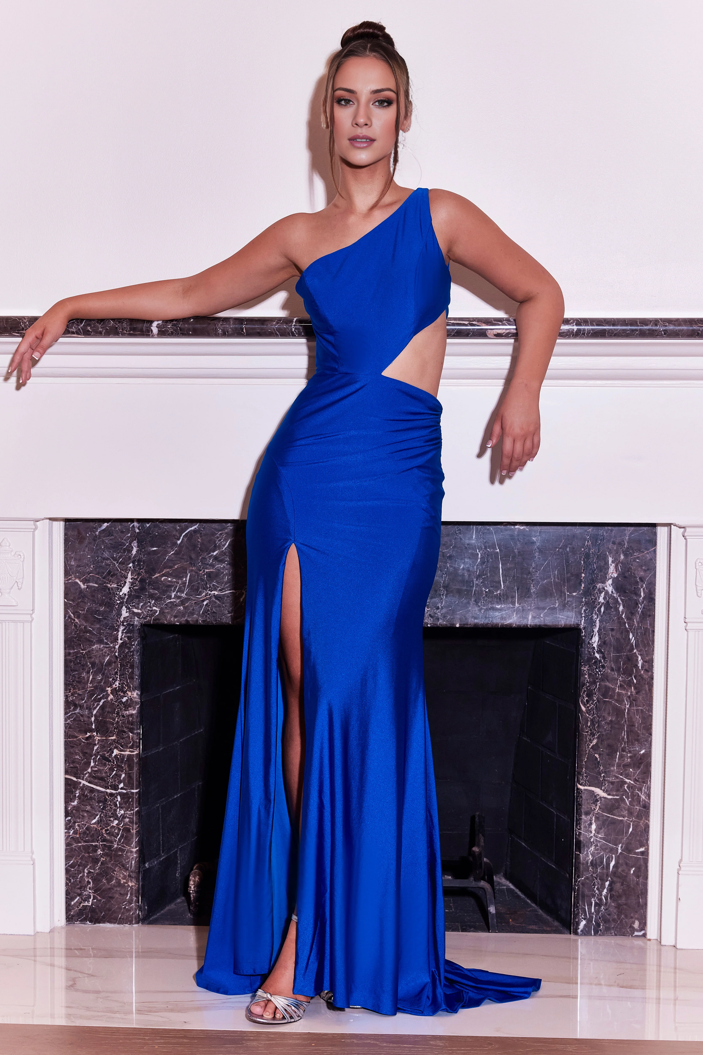 AABEI DRESS Hot Sale Prom Dress Charming One-Shoulder Sleeveless Cut-Out Side Fork Backless Unique Long Evening Dress