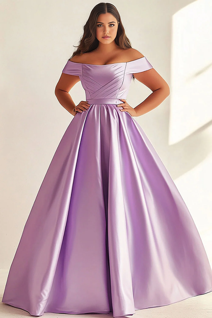 AABEI DRESS Hot Sale Prom Dress Simple A Line Off Shoulder Satin Pleated Long Plus Size Elegant Formal Dress