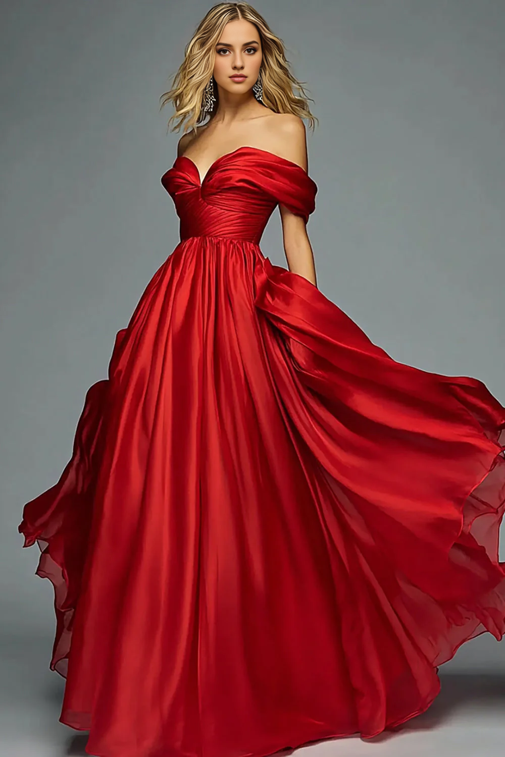 AABEI DRESS Hot Sale Prom Dress Satin A Line Sweetheart Off The Shoulder Ruched Exquisite Long Formal Dress