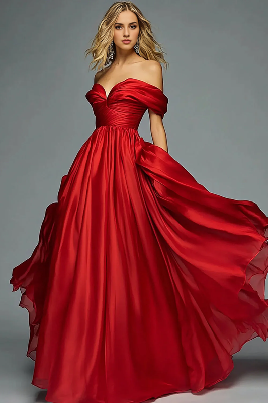 AABEI DRESS Hot Sale Prom Dress Satin A Line Sweetheart Off The Shoulder Ruched Exquisite Long Formal Dress