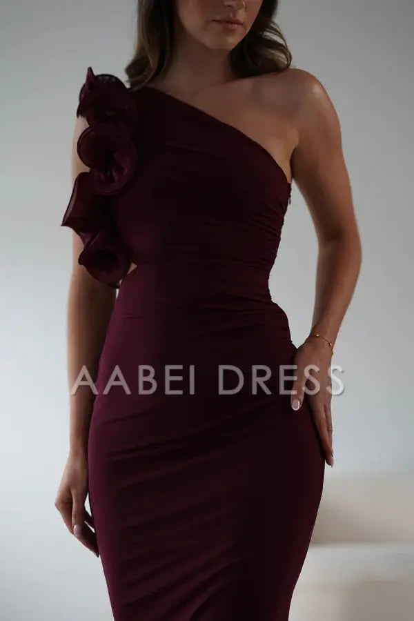 AABEI DRESS Prom Dress Mermaid Asymmetric Neckline Ruching One Shoulde Cut out Unique Dress