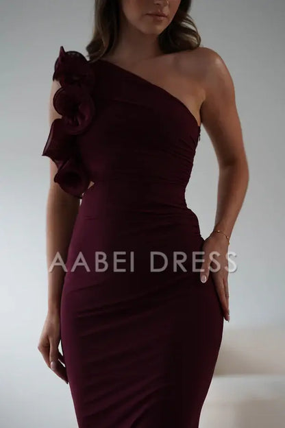 AABEI DRESS Prom Dress Mermaid Asymmetric Neckline Ruching One Shoulde Cut out Unique Dress