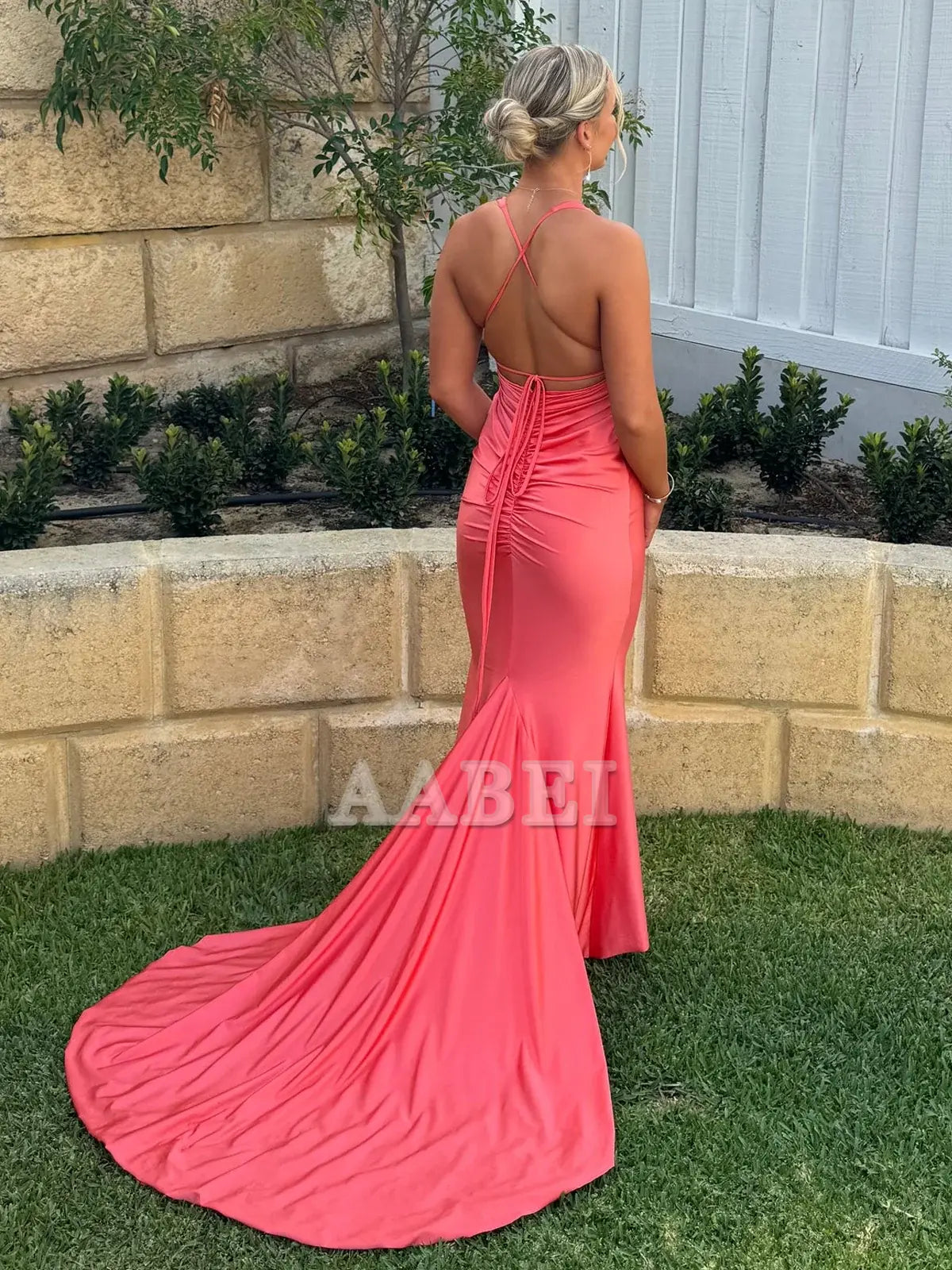 Evening Dress Plunge Neck Mermaid Cultivate oneself Long Sweep Train Prom Dress Backless Sexy Charming Formal Women's Dresses