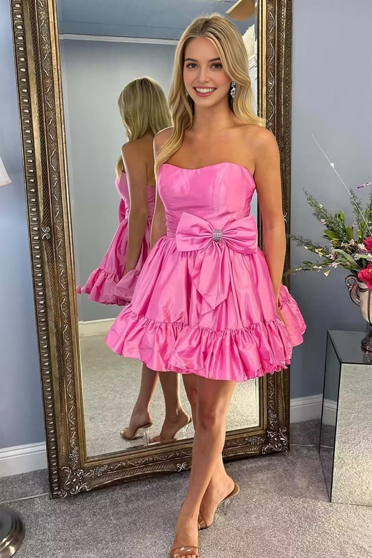 AABEI DRESS New Homecoming Dress Elegant A-line Strapless Bow Ruched Fashion Short Prom Dresse