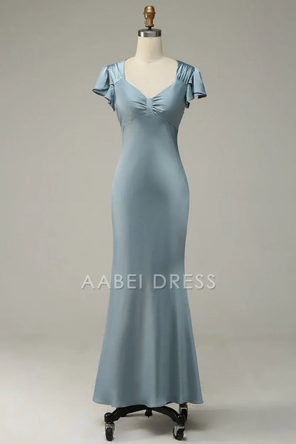 AABEI DRESS Hot Sale Prom Dress Elegant Mermaid Flowing Short Sleeve Simple With Ruffles Formal Dress