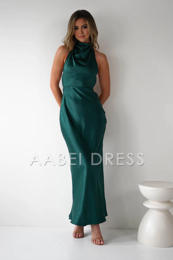 AABEI DRESS Prom Dress Sheath Halter Neck Stunning Pearl Open-Back Adjustable Back Strap Gorgeous Dress