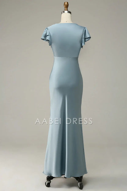 AABEI DRESS Hot Sale Prom Dress Elegant Mermaid Flowing Short Sleeve Simple With Ruffles Formal Dress