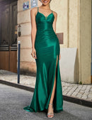 AABEI DRESS Mermaid Sweetheart Spaghetti Straps High Slit Open Back Crossed Straps Sweep Train Charming Evening Dress