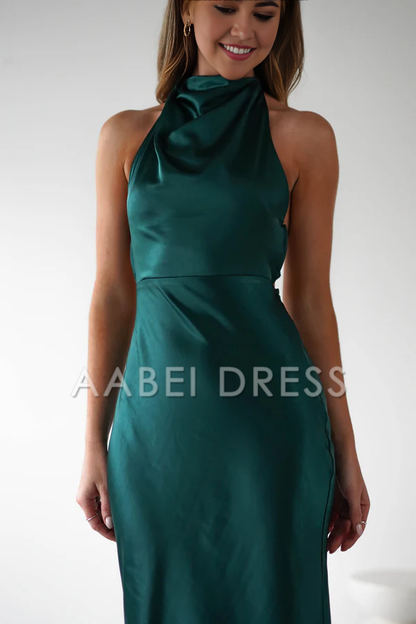 AABEI DRESS Prom Dress Sheath Halter Neck Stunning Pearl Open-Back Adjustable Back Strap Gorgeous Dress