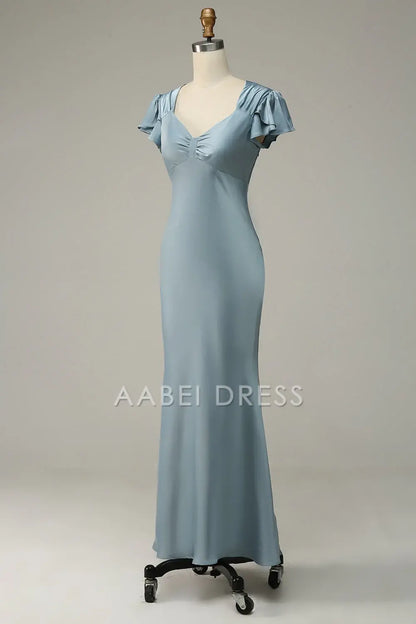 AABEI DRESS Hot Sale Prom Dress Elegant Mermaid Flowing Short Sleeve Simple With Ruffles Formal Dress