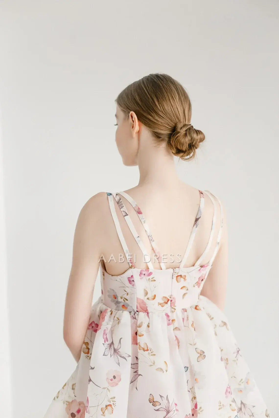 AABEI DRESS Party Dress A-line Spaghetti Strap Off Shoulder Removable Bow Short Flower Prom Dress