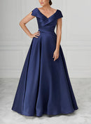 Mother Of The Bride Dresses A-Line Princess V-Neck Satin Elegant Dresses
