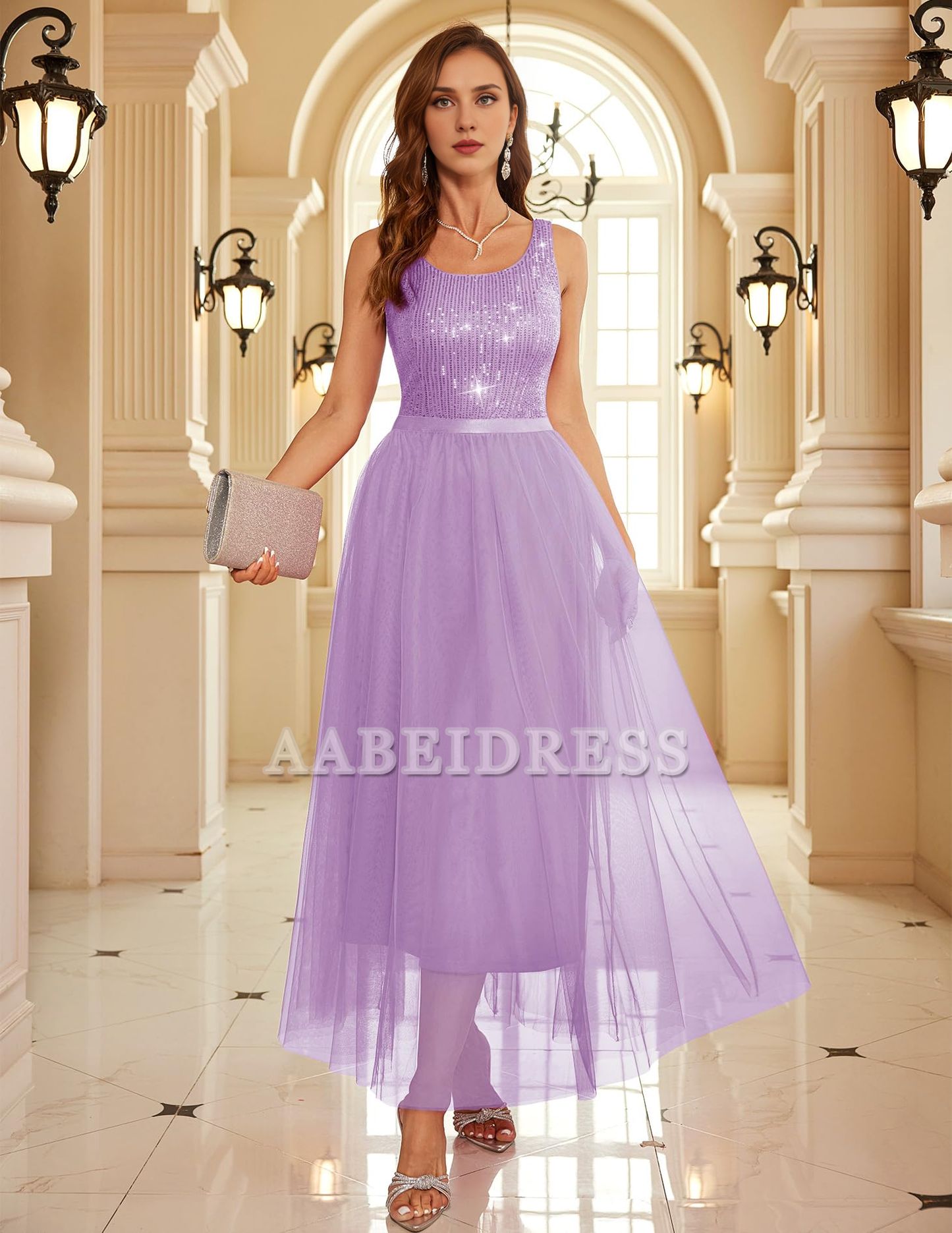 Prom Dress A Line Sequin Dress Vintage Wedding Swing Mesh Dress Sleeveless Cocktail Maxi Gowns Wedding Guest Dresses Formal Wear Dresses