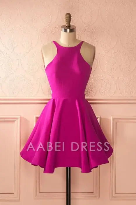 AABEI DRESS New Homecoming Dress A-line Open Back Ruched Sleeveless Simple Short Prom Dress