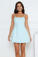 Light Blue Simple A Line Spaghetti Strap Sleeveless Fresh Mini Dress Hot Sale Homecoming Dress