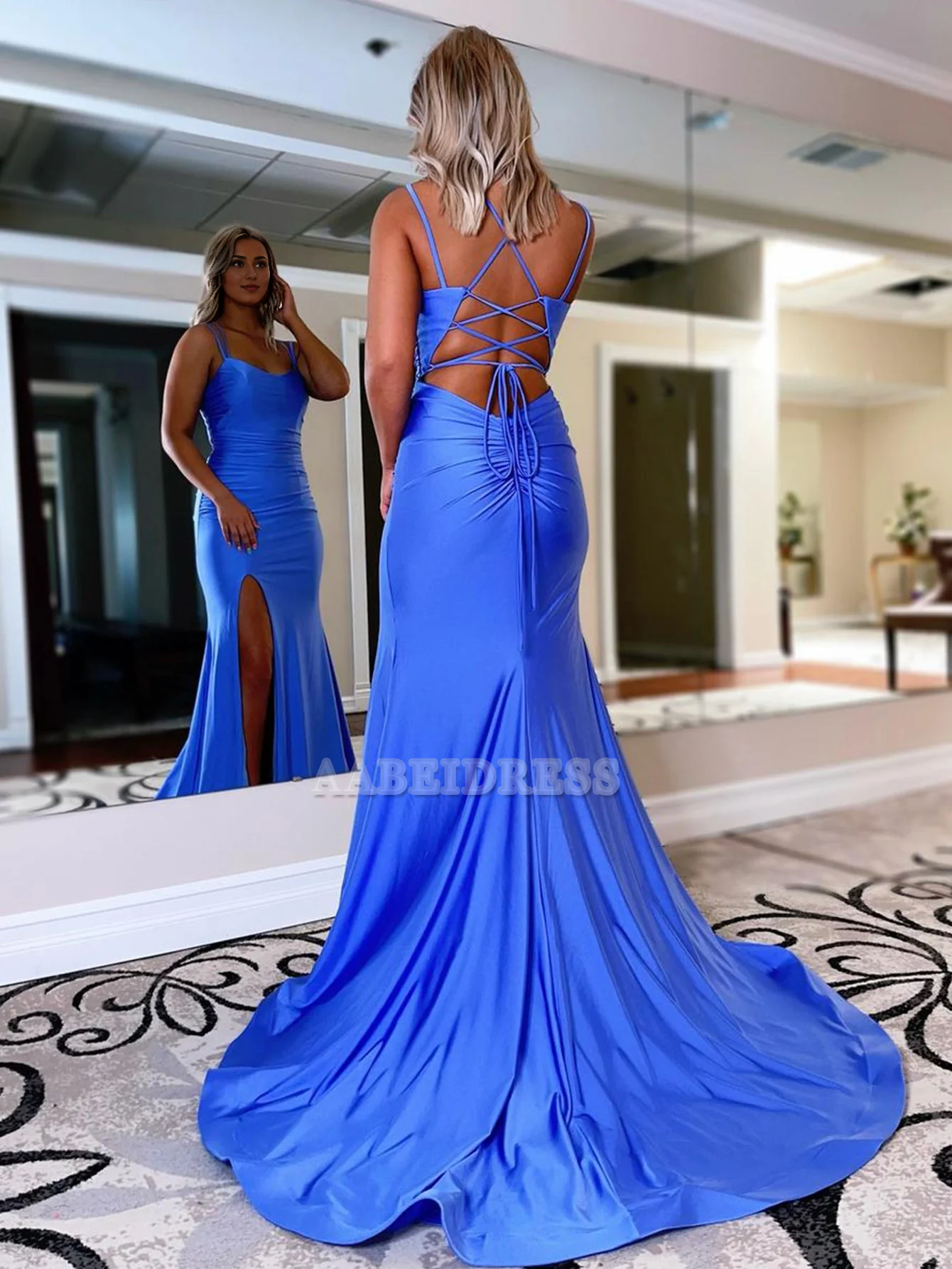 Evening Dress Mermaid Spaghetti Straps Backless Side Fork Prom Dress Sexy Charming Formal Women's Dresses