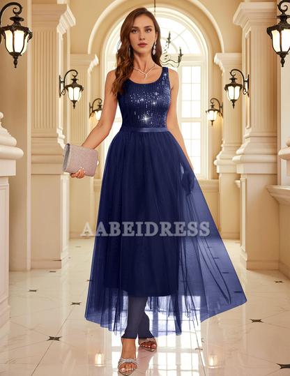 Prom Dress A Line Sequin Dress Vintage Wedding Swing Mesh Dress Sleeveless Cocktail Maxi Gowns Wedding Guest Dresses Formal Wear Dresses