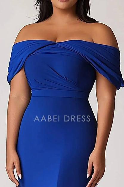 AABEI DRESS Mother Of The Bride Dress Sheath Pleated Off The Shoulder Dignified Plus Size Long Formal Wear Dresse