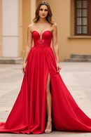 AABEI DRESS Hot Sale Prom Dress Elegant A Line Strapless Sweetheart Backless With Slit Long Formal Dress