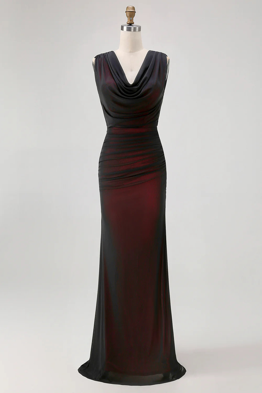 Elegant Black Red Party Dress Sheath V-Neck Sleeveless Pleated Backless with Slit Retro Long Hot Sale Prom Dresses