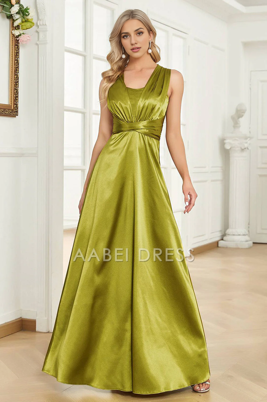 AABEI DRESS Hot Sale Prom Dress Elegant A Line Halter Pleated Sleeveless Long Party Dress