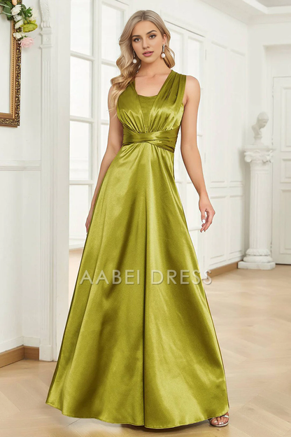 AABEI DRESS Hot Sale Prom Dress Elegant A Line Halter Pleated Sleeveless Long Party Dress