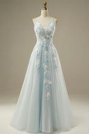 AABEI DRESS Hot Sale Prom Dress Luxury A-Line Spaghetti Strap Beading Exquisite Tulle Lace Applique Formal Dress