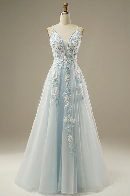 AABEI DRESS Hot Sale Prom Dress Luxury A-Line Spaghetti Strap Beading Exquisite Tulle Lace Applique Formal Dress