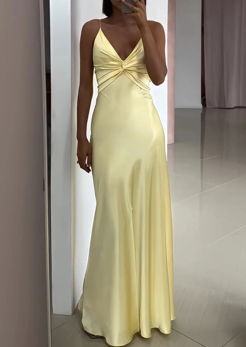 AABEI DRESS Prom Dress V Neck Spaghetti Strap Sheath Long Exquisite Charming Dress