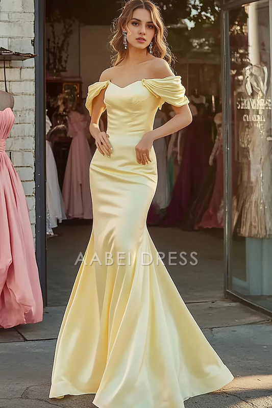 AABEI DRESS Hot Sale Prom Dress Satin Mermaid Sweetheart Off The Shoulder Elegant Long Formal Dress