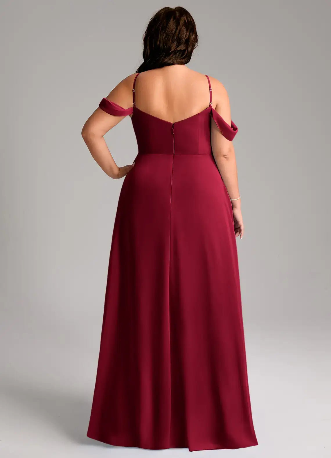 Wedding Guests Dresses Burgundy A-Line Off the Shoulder Spaghetti Strap V Neck Sleeveless Backless Elegant Simple Plus Size Formal Dress Discount Hot Sale Prom Dress