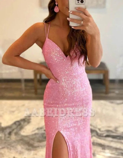 Evening Dress Sparkly Sequins Mermaid Cultivate oneself Long Prom Dress Side Fork Backless Sexy Charming Formal Women's Dresses