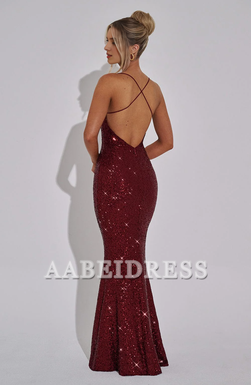 Formal Wear Dresses Prom Dresses Mermaid Luxury High Quality Sequin Elasticated Spaghetti Straps Crossover Strap Back Detachable Bow Back Dresses Wedding Guests Dresses